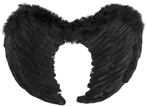 Zwarte Engelen Vleugels met Marabou (50cm bij 35cm)
