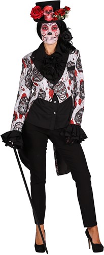 Dames Slipjas Halloween Mexican Skull Black/White